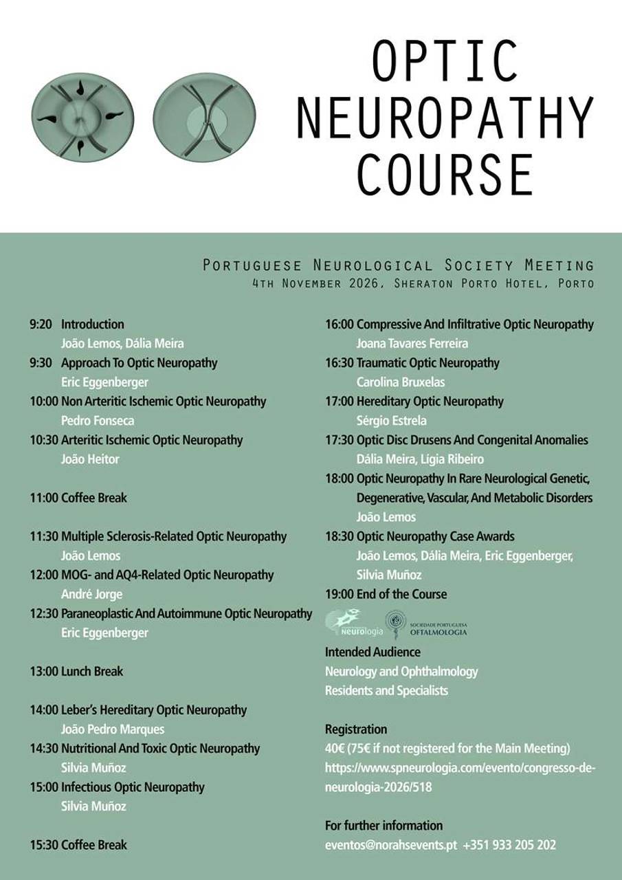 Cartaz do Optic Neuropathy Course, 4 de novembro de 2026, Sheraton Porto Hotel, Porto