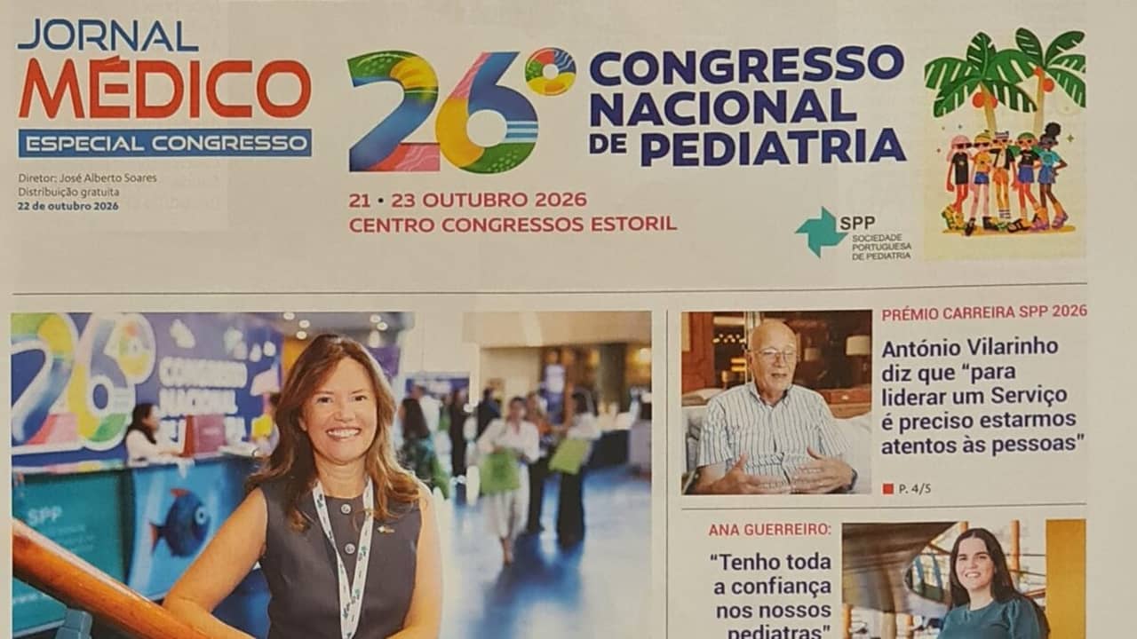 Capa do Jornal Médico, edição especial do 26.º Congresso Nacional de Pediatria, 21 a 23 de outubro de 2026, Centro de Congressos do Estoril