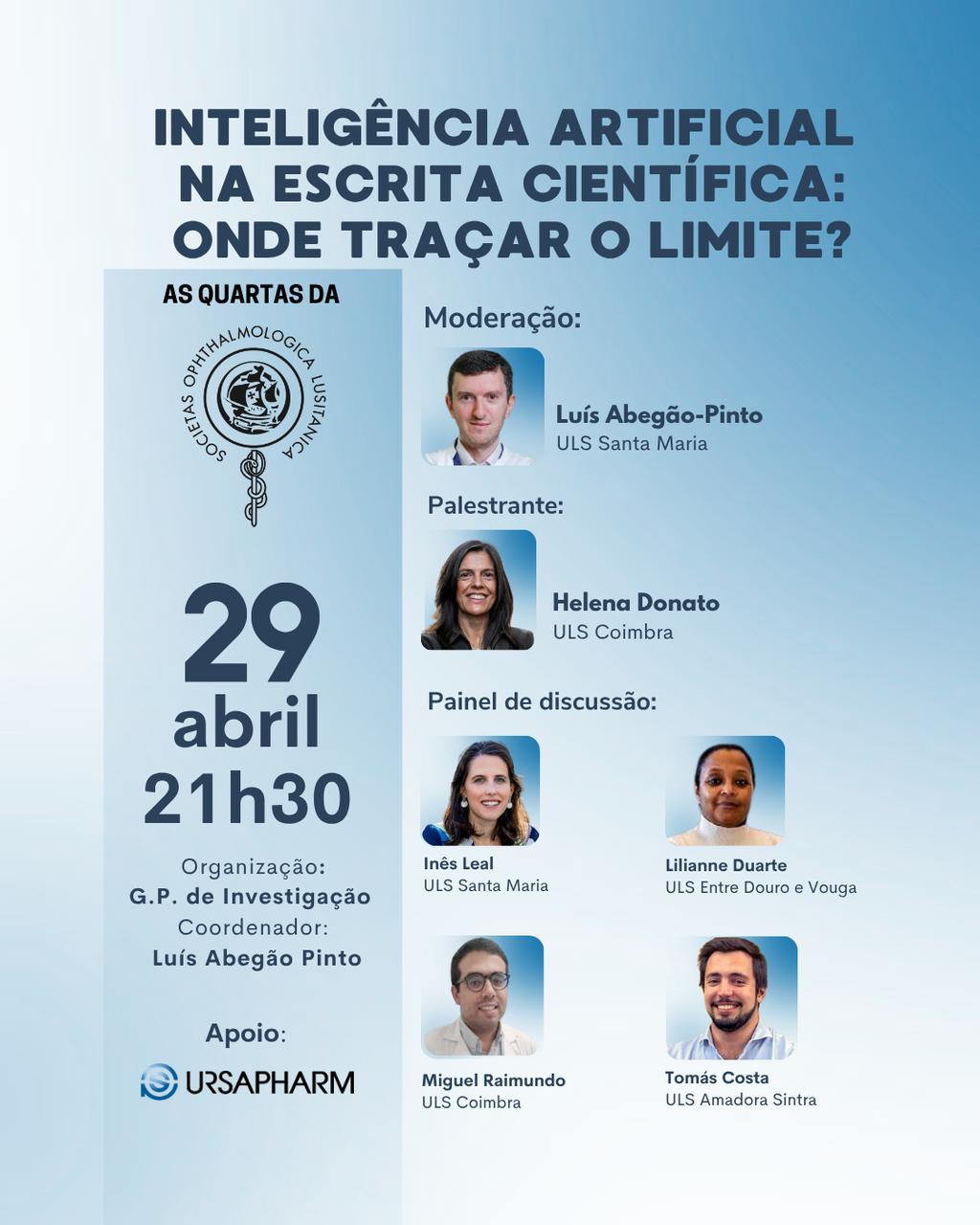 Webinar "As Quartas da SPO" – Inteligência Artificial na Escrita Científica: Onde Traçar o Limite?