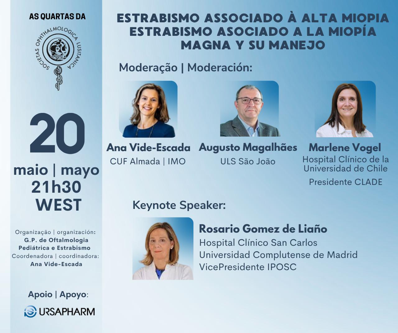 Webinar "As Quartas da SPO" – Estrabismo associado à Alta Miopia | Estrabismo asociado a la Miopía Magna y su manejo