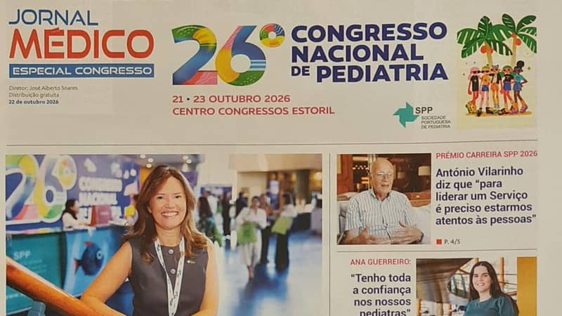 Capa do Jornal Médico, edição especial do 26.º Congresso Nacional de Pediatria, 21 a 23 de outubro de 2026, Centro de Congressos do Estoril