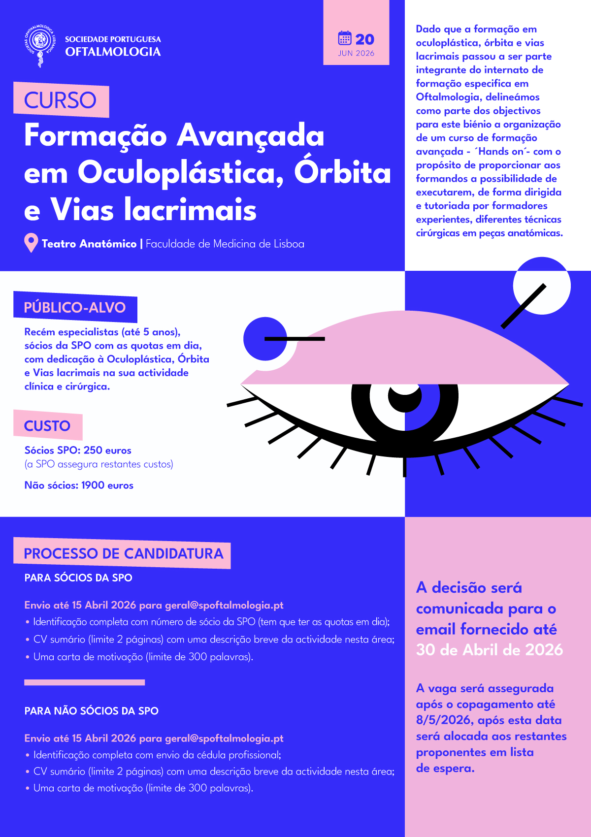 Curso de Formação Avançada em Oculoplástica, Órbita e Vias Lacrimais
